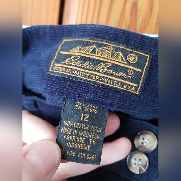Vintage Eddie Bauer Navy Blue Corduroy Button-Down Maxi Skirt 12 - Picture 7 of 9
